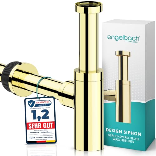 Engelbach® Design Siphon für Waschbecken & Waschtisch - Mit Reinigungsöffnung - Universal Abflussrohr 1 1/4" - Geruchsverschluss, Syphon inkl. Gummimanschette und Anleitung