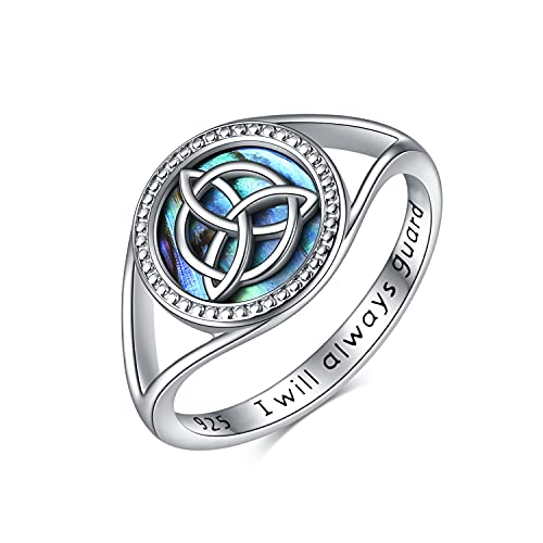 Eternity Celtic Knot Ring 925 Sterling Silver Abalone Ring Wedding Band for Women Size 6-9 (7)