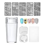 SAGEBIO Nail Art Stamper Clear Silicone Nails Stamping Jelly with Acrylic Scraper Transparent Visibl