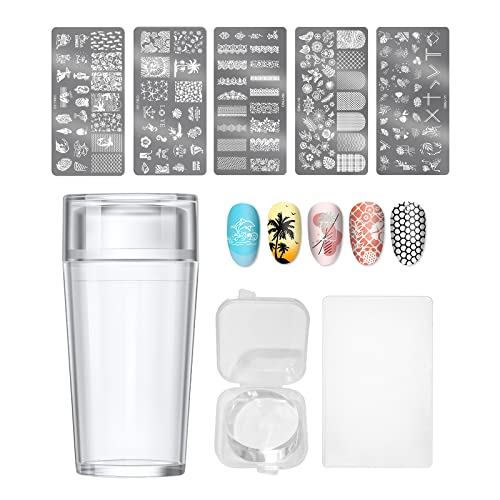 Sagebio Nail Art Stamper Clear Silicone Nails Stamping Jelly With Acrylic Scraper Transparent Visible Body Diy Manicure Nail Art Tool For Diy Nail Decor French Nail Manicure 01 #TOP3