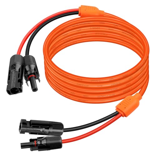 XRDS -RF Solar Extension Cable 10FT, 14AWG Tinned Copper with Solar Panel Connectors, 10AWG Red & Black Branch Wires, Heavy Duty Outdoor Power Cord for RV, Inverter, Generator, Off-Grid System