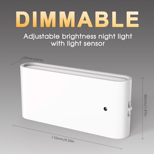 Image of Briignite Night Lights Plug into Wall LED Night Light with Light Sensor | 2 Pack Dimmable NightLight Plug in, 5000K Daylight White Nightlight for Kids Room Bedroom Hallway