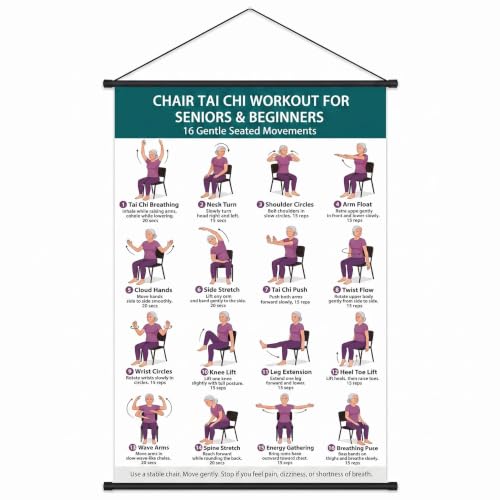 Tai Chi Chair Workout Chart for Seniors and Beginners, 16 Seated Exercises - image 1