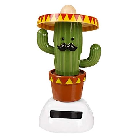 Brussels08 Solar Powered Dancing Flip Swing Shook Head Beach Girl Cactus Automatic Swing Car Interior Ornament Dashboard Decor Swing Solar Car Toy for Car Home Office Decoration Cactus Cover