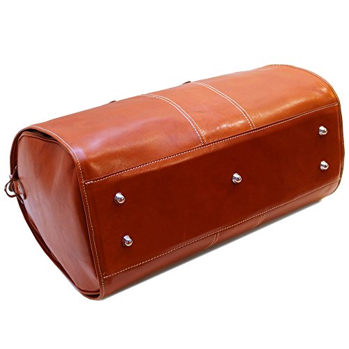 Venezia Garment Duffle Travel Bag Suitcase in Brown Full Grain Leather