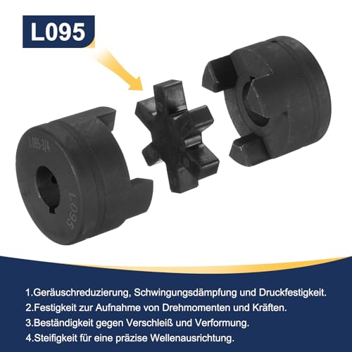 QUARKZMAN 3/4 bis 7/8 L095 Flexibles 3-teiliges L-Jaw Kupplung Kupplungsset & Buna-N NBR Gummispider für Holzspalter Hybridgeräte