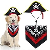 GOYOSWA Dog Pirate Costume, Dog Halloween Costumes Pirate Hat and Bandana Set Holiday Outfit Clothes for Small Medium Large Dogs Pets (Style A, Small)