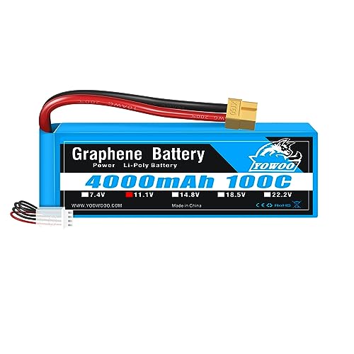Baterías Lipo con XT60 YOWOO 11.1V 3S 4000mAh para coches RC automodelismo de escala 1/10