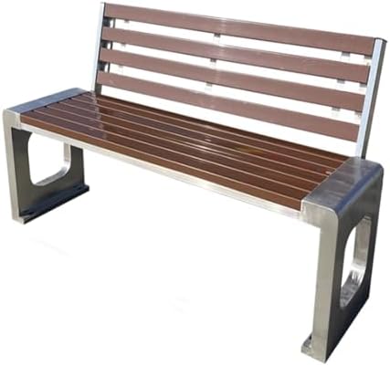 Outdoor Park Bench with 108° Ergonomic Backrest, Weatherproof Heavy-Duty Stainless Steel, Wood-Plastic Composite Seating for Garden & Plaza (100x40x85cm)