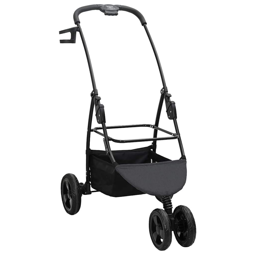 Passeggino pieghevole per animali domestici nero, in poliestere con telaio in acciaio, dimensioni 78 x 54 x 101 cm, per cani e gatti fino a 25 kg, con tasche laterali, cestino