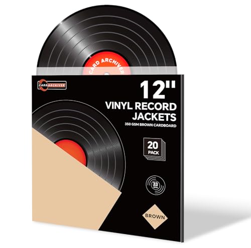 20PCS Brown 12-Inch LP Vinyl Record Jackets, 350gsm Cardboard Sleeves