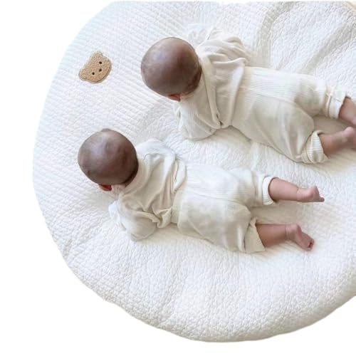 Riuuyyi ベビーマット プレイマット 綿 赤ちゃん マット 円形 直径85cm ベビー お昼寝マット丸洗可能 新生児 出産祝い プレゼント (スタイル1)