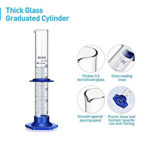 Image of 10PCS Graduated Cylinder Measuring Cylinder Thick Glass Lab Cylinders Glass Graduated Cylinder Glass Measuring Cylinder(25ML)