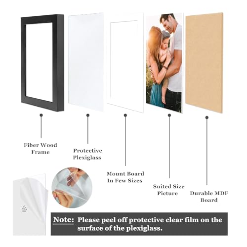 Art Street Set of 10 Individual Wall Photo Frame Black 5x7 Inches, with FREE hanging Accessories