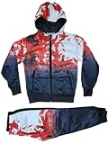 Kinder Jungen Trainingsanzug mit Hoodie Jogginganzug Sportanzug Herbst Winter (as3, numeric, numeric_128, numeric_134, regular, Feuer - Rot, 128)