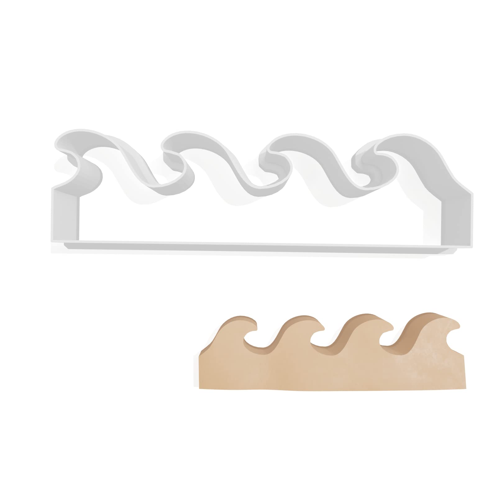 Wave Pattern Cookie Cutter - 3 Sizes, White, 10cm