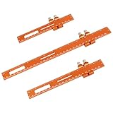 3-Piece Aluminum Measuring Precision Pocket Woodworking Ruler, Metal T-Shaped Trajectory Ruler Slidi