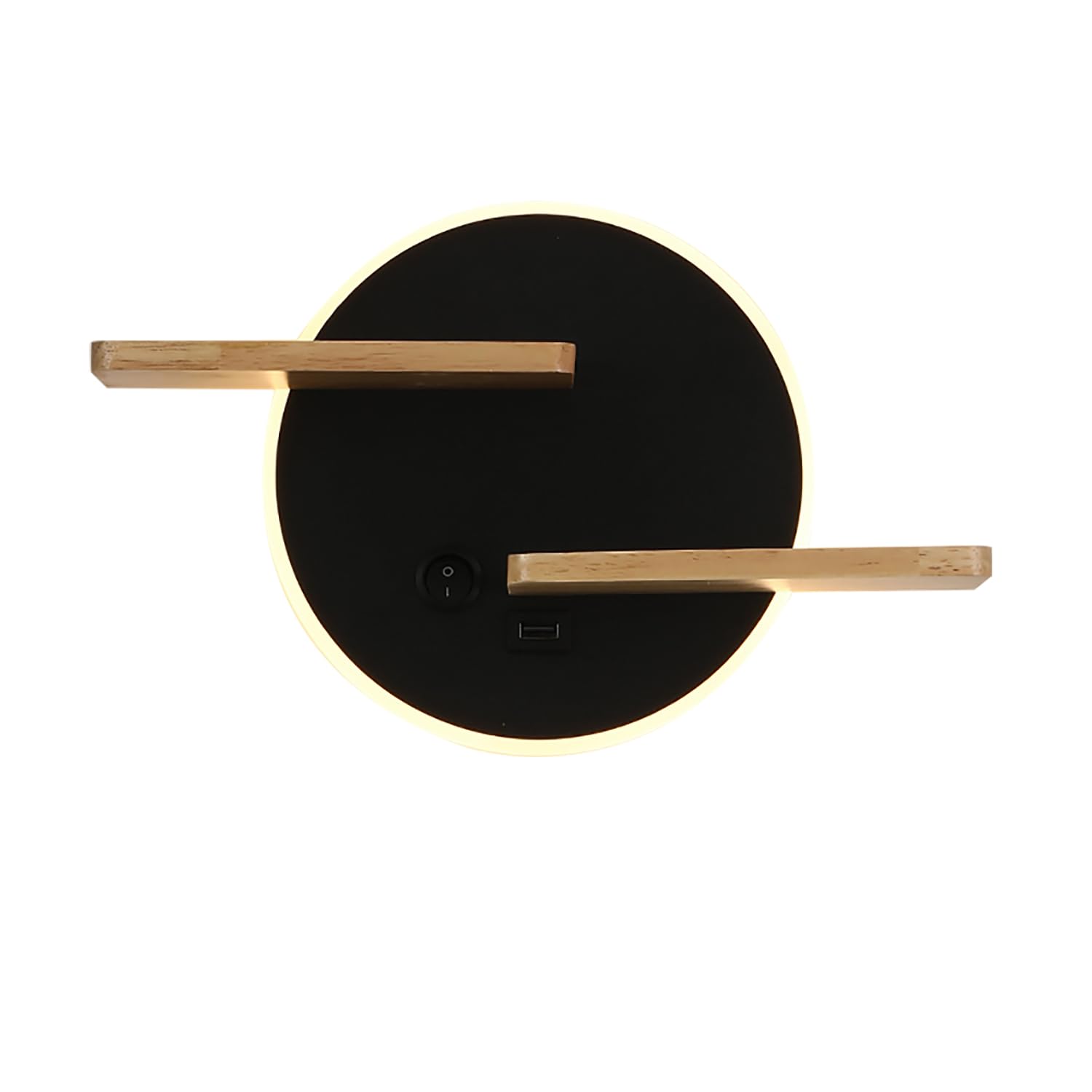 Kinkiety wewnętrzne LED z włącznikiem i przyłączem USB do ładowania, lampka nocna, 3 kolory, regulowana lampka do czytania dla dzieci, z drewnianym regałem, oświetlenie ścienne do salonu, sypialni