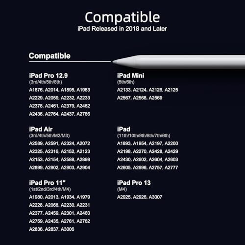 Image of JAMJAKE iPad Pencil 【No.1 sales in US】 Stylus Pen for iPad 6th-11th Gen-2X Fast Charge Active Pencil Compatible with 2018-2025 Apple iPad Pro 11 inch /12.9 inch /M4, iPad Air 3 /4 /5 /M2 /M3,iPad Mini 5 /6 Gen-White