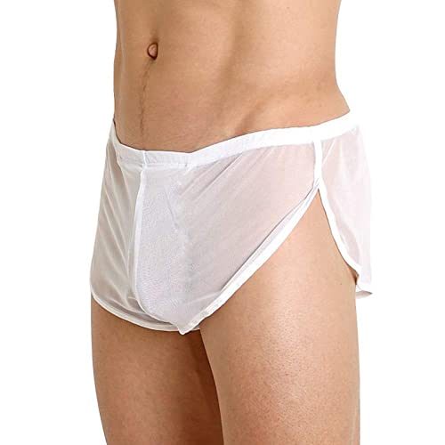 Cueca masculina sexy de malha respirável shorts de malha transparente com push up lingerie feminina,