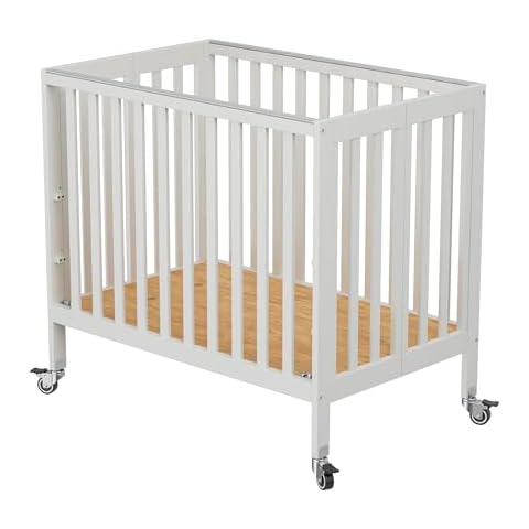 ABABY.COM Baby Mini Crib - Modern Design Portable Crib, Sleek Folding Mini Baby Crib with Three Mattress Positions, Folds Flat for Easy Storage White Cover