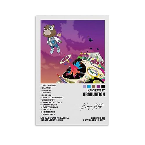 YELLOWV Kanye Poster West Graduation Album Cover Posters Poster Decorative Painting Canvas Wall Art Living Room Posters Bedroom Painting 12x18inch(30x45cm)