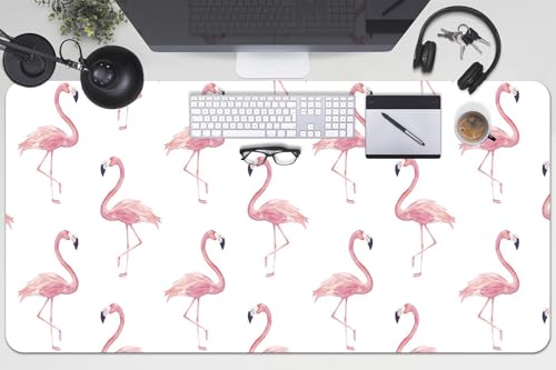 Sous-main de bureau 100x50 cm en vinyle PVC imprimé flamants roses