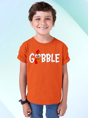 Gobble Thanksgiving Shirts for Youth Dinner Funny Turkey Face Kids Tshirts2