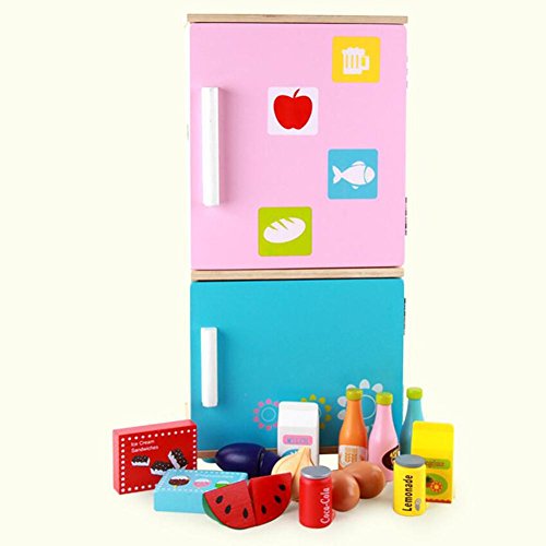 Preisvergleich Produktbild HJXJXJX Hölzerner Kinderkühlschrank Set Spielzeug für Kinder