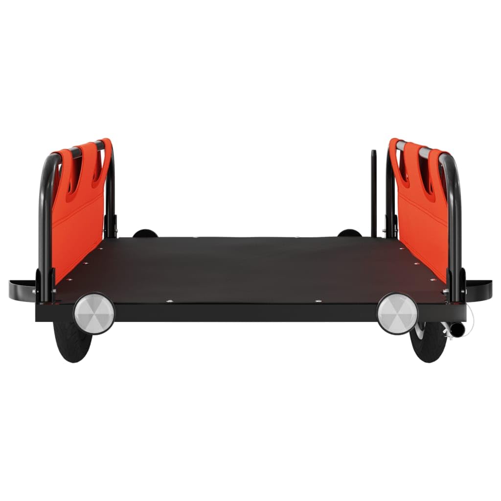 Remolque de bicicleta naranja de tela Oxford y hierro con recubrimiento en polvo, 126 x 63 x 36 cm, 45 kg, con reflector y bandera de seguridad para transporte, compras y uso al aire libre