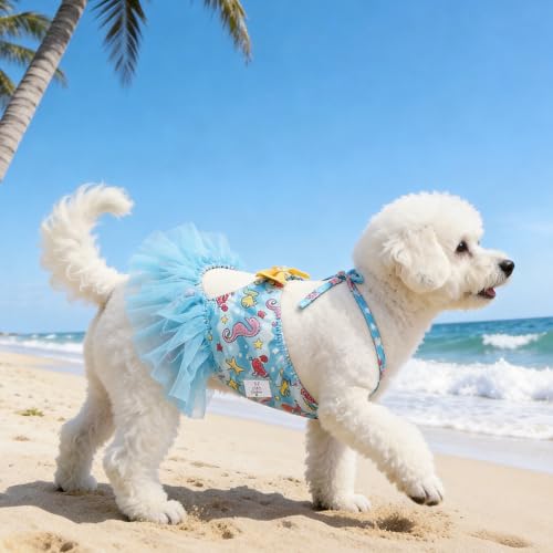 Image of CuteBone One Piece Dog Bikini Swimsuit Dress - Puppy Bathing Suit Costume for Small Dogs - Comfortable & Stylish Pet Clothes for Summer Pool, Beach & Play LTDB10XXS