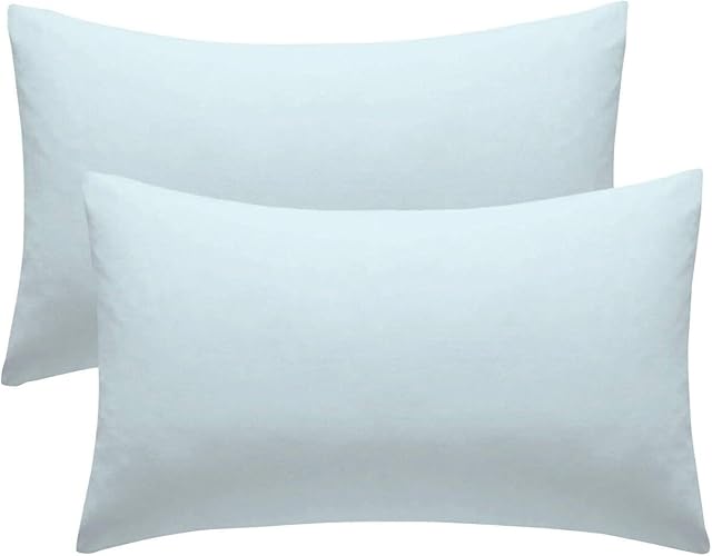 BuzzyBuy Pillowcases 2 Pack Duck Egg - 100% Polycotton 50x75cm Pillowcase cover with Envelope Closure - Plain Dyed Pair of Pillow cover.