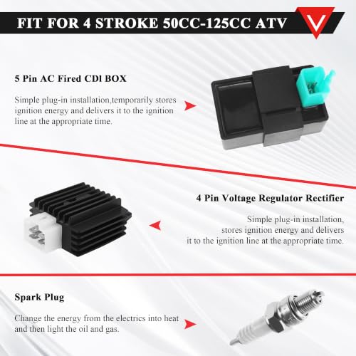 Image of PRO BAT 125cc ATV Full Wiring Harness Assembly Kit | w / Solenoid Relay Ignition Voltage Regulator CDI for 50cc 70cc 90cc 110cc 125cc Chinese Mini Kid ATV Quad 4 Stroke Wheeler
