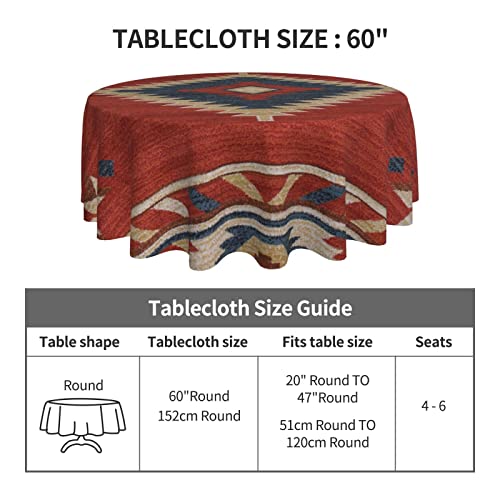 Ivsycof Vintage Southwest Native American Round Tablecloth 60 Inch Reusable Wipeable Waterproof Circular Table Cloth With Wrinkle Resistant For Party Kitchen Dining Tables Indoor Outdoor Decor #TOP4