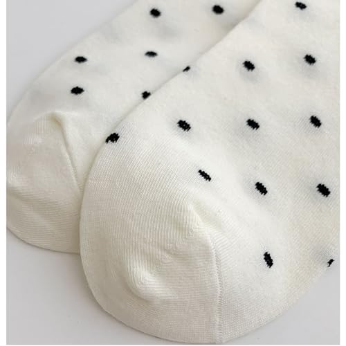 Image of Starella Women's Cute Bow Ruffle Frilly Socks Lace Polka Dot Casual Crew Sock for Flats 4 Pairs