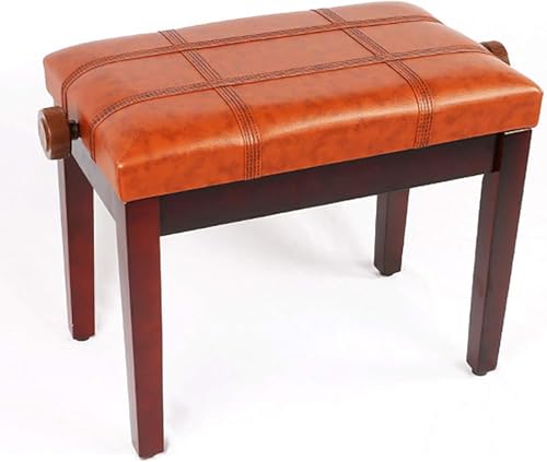 Banc de piano avec pieds en bois massif, hauteur réglable de 46 à 56 cm, coussin en cuir synthétique, tabouret de piano simple pour la maison et le studio, design confortable et élégant