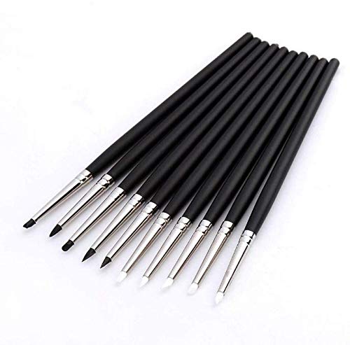 Lot de 5 pinceaux dentaires en résine composite de ciment en porcelaine, en silicone pour dents Cover