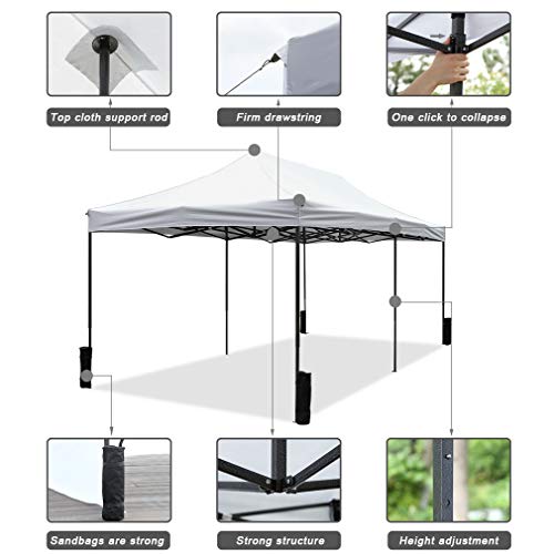 Fdw PC-660-WHITE Pop Up Canopy 10X20 Pop Up Canopy Tent Folding Protable Ez Up Canopy Party Tent Sun Shade Wedding Instant Better Air Circulation Outdoor Gazebo thumb #4