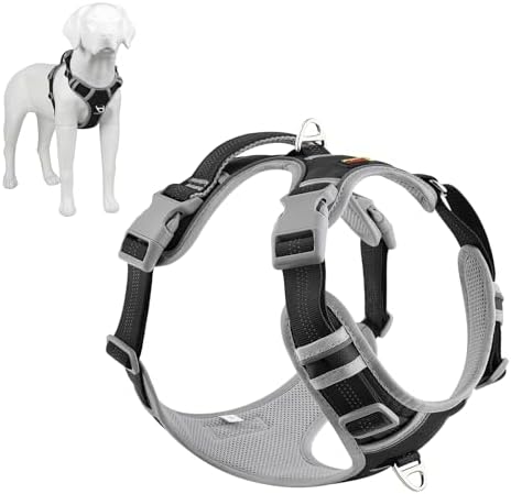 Plutus Pet No Pull Dog Harness, Release at Neck, Reflective Adjustable Dog Vest Harness, Easy Control Handle for Walking, for Small Medium Large Dogs, Black, L