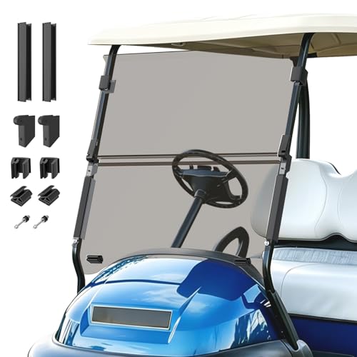 Panglong Precedent Golf Cart Tinted Windshield with all Windshield Clips Fold Down Windshield Anti-UV Impact Resistant Fit 2004-Up Club Car Precedent Tempo Onward Golf Carts-37.59W X 33.97H