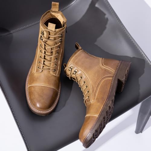 Image of Vostey Mens Motorcycle Boots With Side Zipper Dress Boot