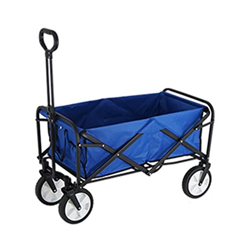 Liruxun Portable Utility Wagon Home Garden Wagon Cart With Storage Basket Folding Cart Camping Cart Outdoor Wagon 4 Wheels Beach Trolley (Color : Blue) #TOP30