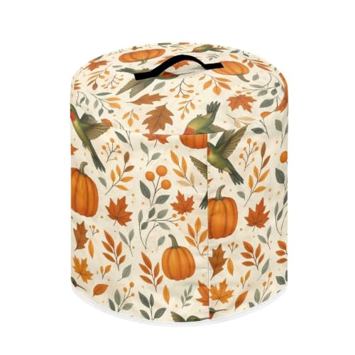 Image of Hummingbirds Pumpkins Kitchen Utensils Dust Covers | Easy to Clean Pressure Cooker Covers Color Resistant Pot Supplies for Picnics Camping Decorative Accessories 8 Quart