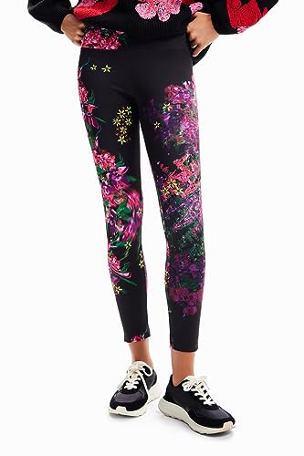 Legging floral Desigual rouge fini les pantalons inconfortables en XXL