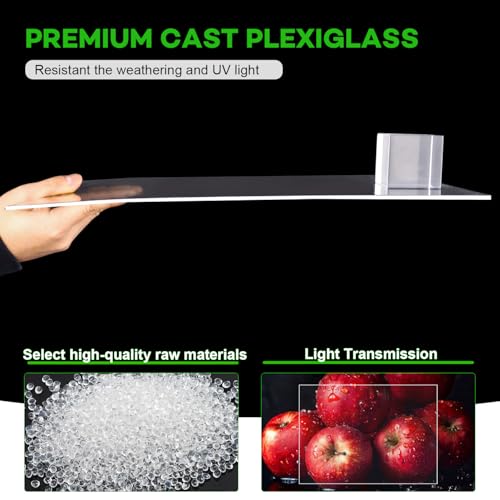 Image of VOISEN 3 Pack Plexiglass Sheets 1 /8 Inch Thick, 12 inchX16 inch Plexi Glass Panel,Plastic Sheet for Crafts,Signs, Display Cases, Sneeze Guard, Cut with Engraver,Power Saw or Hand Tools