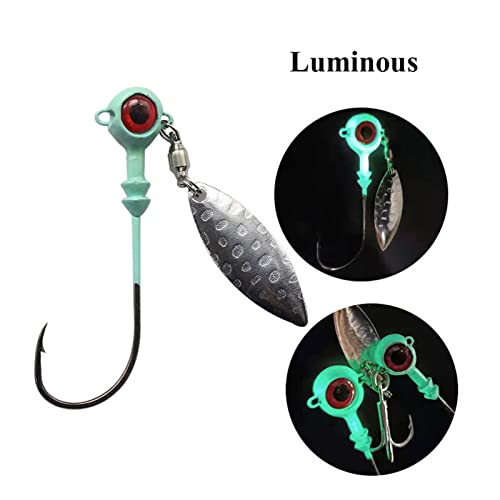 HNHYNSY Angelhaken 3D großer Augen-Angelhaken 3 stücke Einzelne leuchtende Haken mit dreifarbigem Fischhacklöffel 6g / 7… – Bild 5