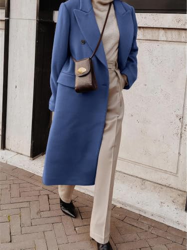Image of IDEALSANXUN Womens Long Wool Coats Fall Winter Double Breasted Trench Coat Peacoat