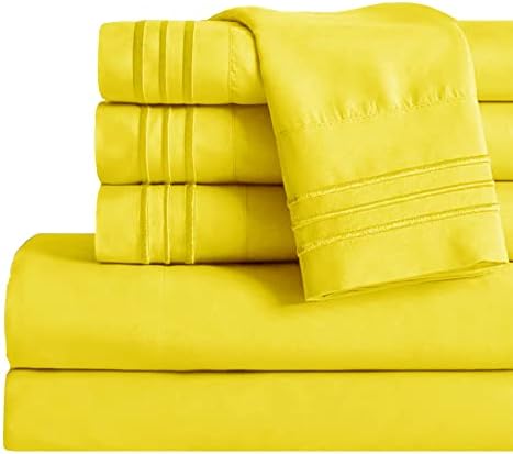 Mocassi King Sheet Set - Luxury Hotel 1800 Thread Count Bedding Sheets & Pillowcases - Ultra Soft Breathable & Cooling Bed Sheets - Deep Pocket - Wrinkle Resistant - 6 Piece Set - King, Yellow