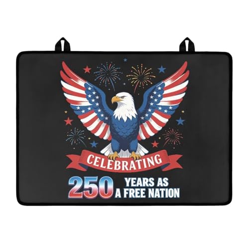 Image of Poceacles Glass Stove Cover Stovetop Protector Foldable Electric Stove Top Protector Prevent Scratching Washer Dryer Top Cover for 4th of July Home Decor, American Flag Eagle 250 Years