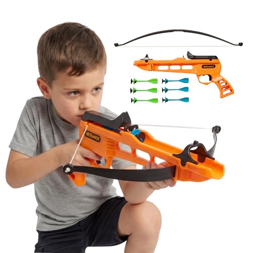New Bounce Bullseye Crossbow Game Kids Target Shooting Toy with 6 Suction Darts Indoor & Outdoor Archery Fun Improves Focus & Coordination 1-2 Player Game Ages 3+ STEM Skill-Building Toy